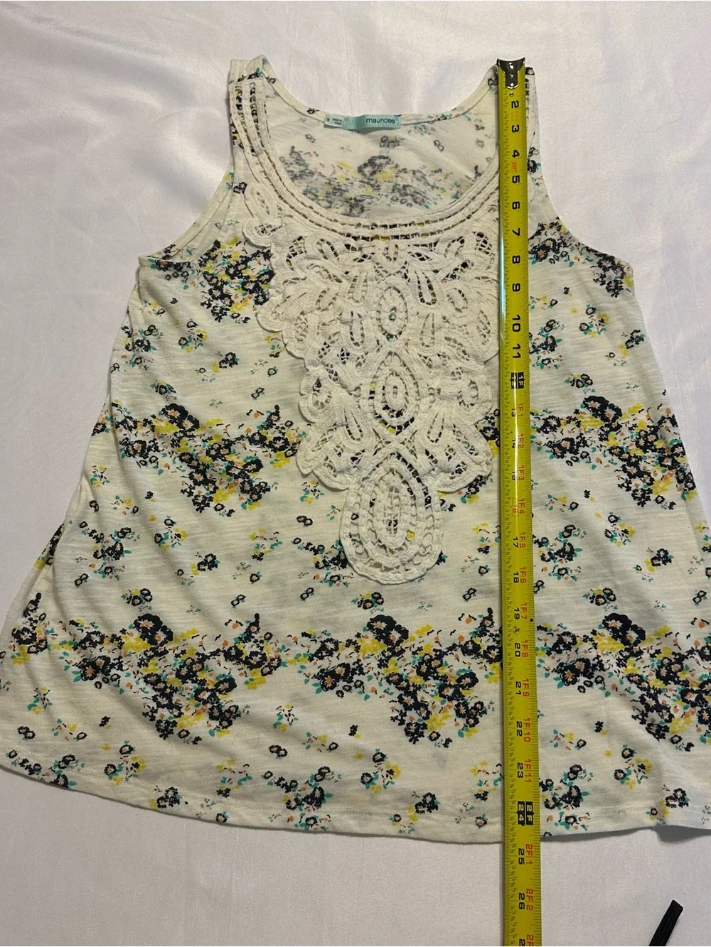 Maurices White Crochet Bib Floral Tank